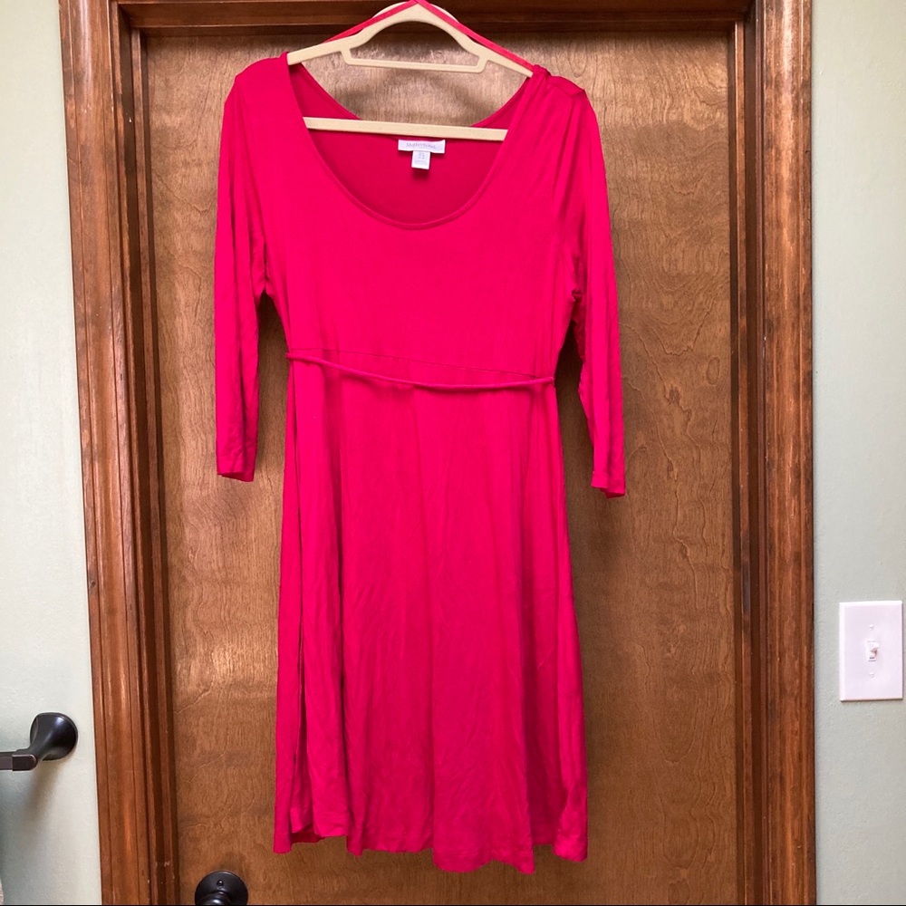 Motherhood maternity red dress 3/4 sleeves sz L